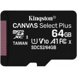 Kingston TARJETA DE MEMORIA 64GB MICROSDXC CANVAS SELECT 3P 3PC 100R A1 CLASE 10 CON ADAPTADOR SD