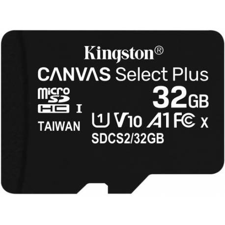 Kingston TARJETA DE MEMORIA 32GB MICROSDHC CANVAS SELECT 100R A1 CLASE 10 CON ADAPTADOR SD