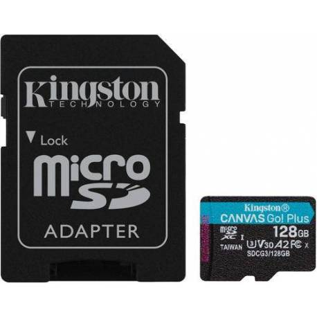 Kingston TARJETA DE MEMORIA 128GB MSDXC CANVAS GO PLUS 170R A2 U3 V30 CON ADAPTADOR