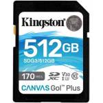Kingston TARJETA DE MEMORIA 512GB SDXC CANVAS GO PLUS 170R C10 UHS-I U3 V30