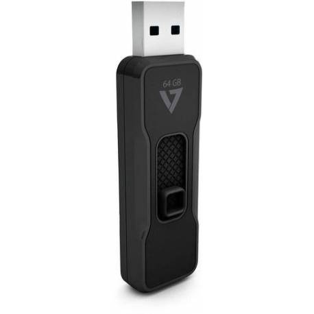 V7 UNIDAD USB 64GB FLASH USB 2.0 NEGRO CONECTOR RETRACTIL