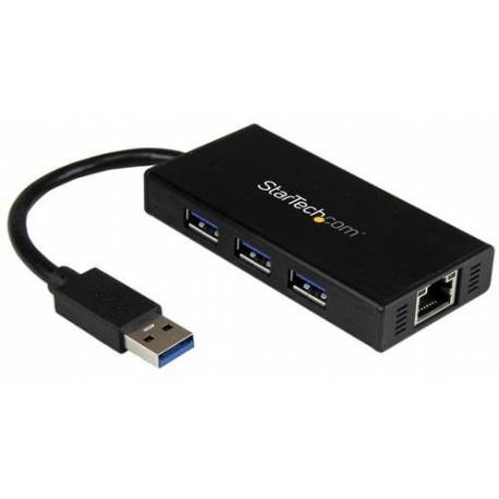 StarTech 3 PUERTOS USB 3.0 HUB CON GBE ADAPTADOR NIC - ALUMINIO CON CABLE