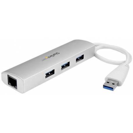StarTech 3 PUERTOS USB HUB CON GIGABIT ADAPTADOR DE RED PLATA USB3 HUB