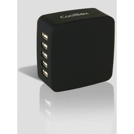 Coolbox CARGADOR USB RT-5 7.8A NEGRO 100-240V 5 PUERTOS